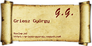 Griesz György névjegykártya